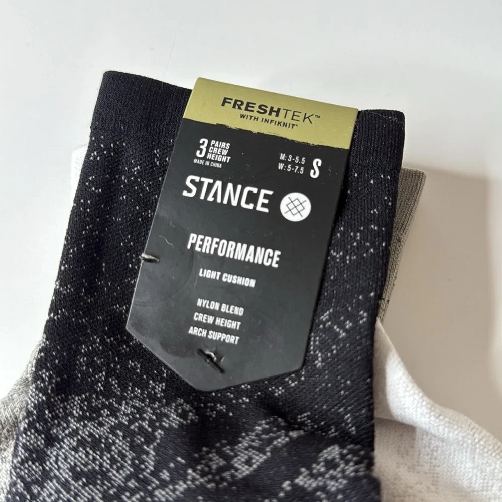 Stance 3pk Performance Crew Run LT Socks Multi Small